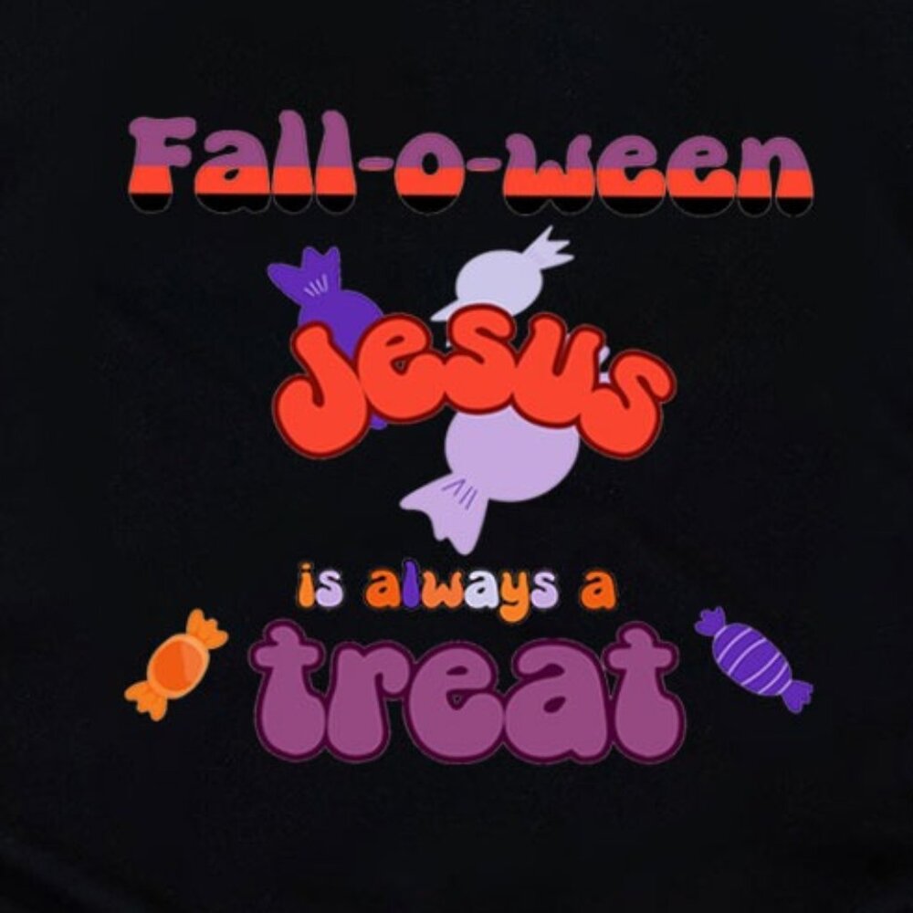 Falloween Jesus Is Always A Treat Christian T-Shirt - Picture 2 of 4